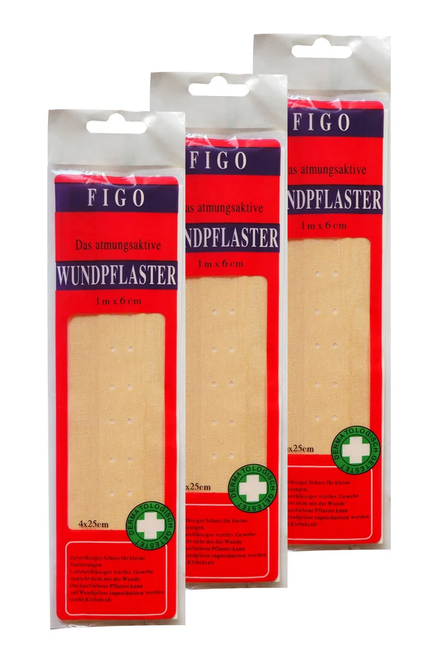 48 x FIGO Wundpflaster 25 x 6cm atmungsaktiv, Heft-Pflaster, Wund-Verband