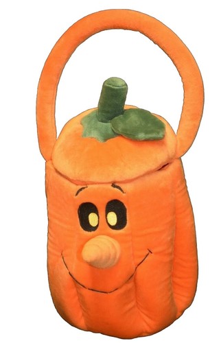 Vintage Bestever Plüsch 3D Jack-O-Lantern Kürbis Trick or Treat Tasche Korb Eimer