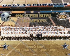 1995-1996 DALLAS COWBOYS NFL CHAMPIONS SUPER BOWL 30 TEAM 8x10 PHOTO 