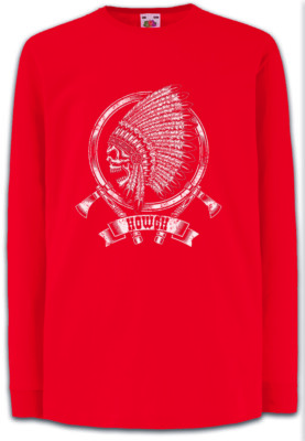 DEAD INDIAN CHIEF Kinder Langarm T-Shirt Skeleton Nation Headman Axe Skull