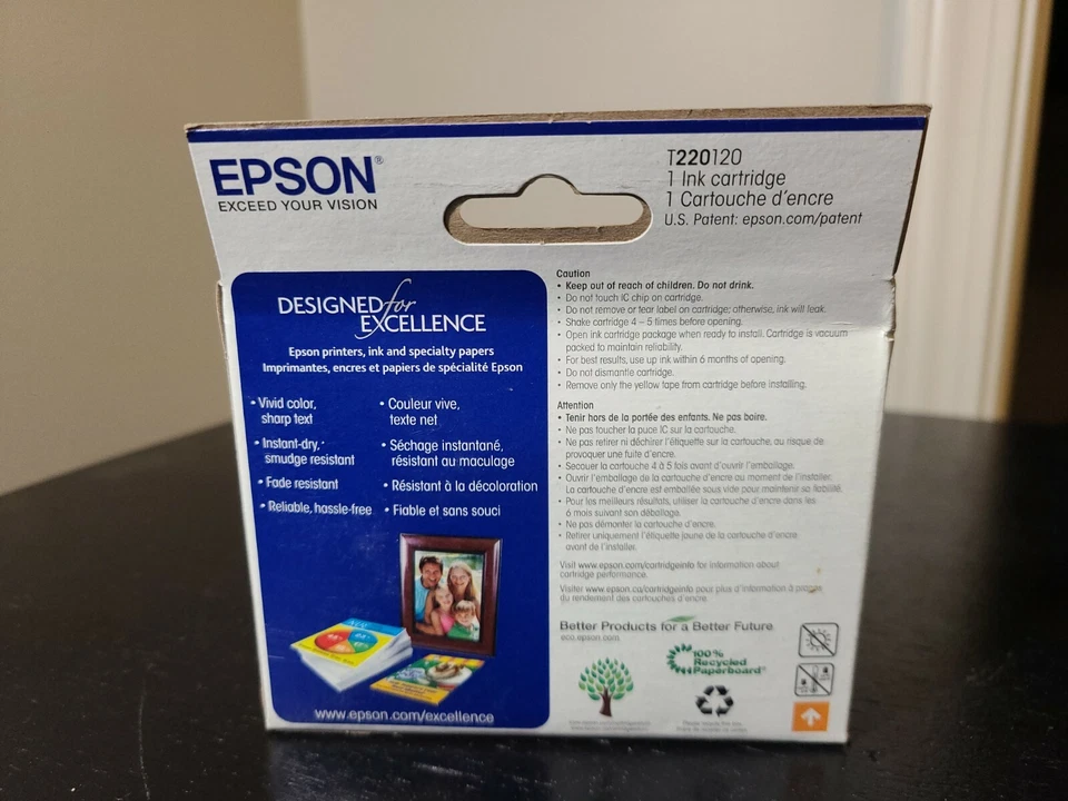 Epson 220 2-pack (T220120-S) Durabrite Ultra Black Ink Cartridge. Sealed - Image 3 of 4