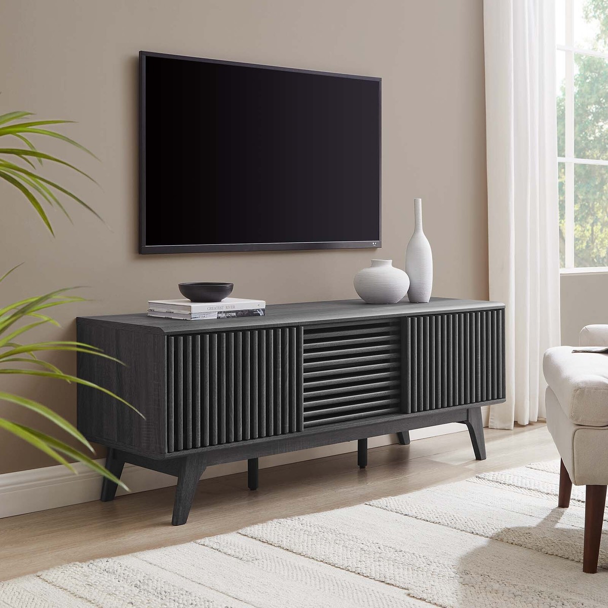 Modway Render Mid-Century Modern Wall-Mount Twin Headboard in