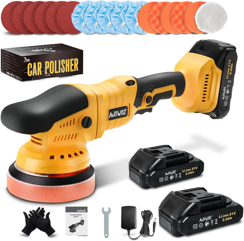 Cordless Car Buffer Polisher, 2X2000Mah 21V Batteries 5-Inch Random ...
