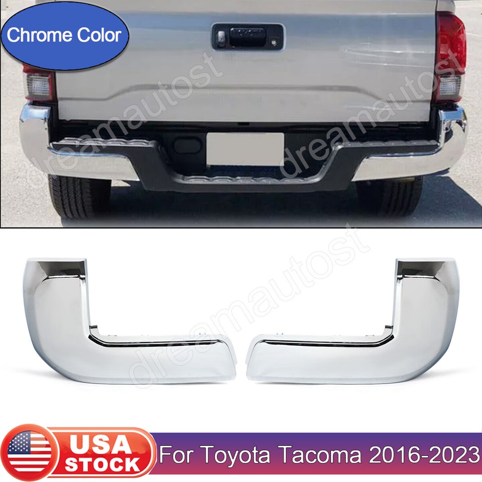 Pair Of Chrome Bumper End Caps For 2016-2023 Toyota Tacoma – LH+RH With Park Sensor Holes 3 thumbnail image