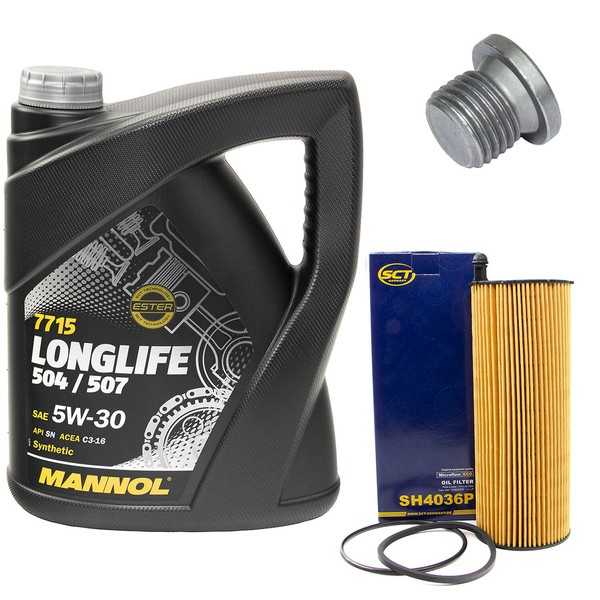 MotoröL Set 5W30 5 Liter + ÖLfilter SH 4036 P + Schraube FüR Audi Q5 3.0 TDI 8RB-image