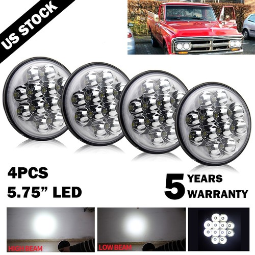 4pcs DOT 5.75" 5-3/4" ROUND LED HI/LO SEALED BEAM DRL HEADLIGHTS WHITE CHEVY GMC - Bild 1 von 8