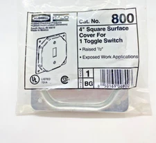 RACO HUBBELL 800 4" SQUARE SURFACE RAISED 4S COVER FOR 1 TOGGLE SWITCH