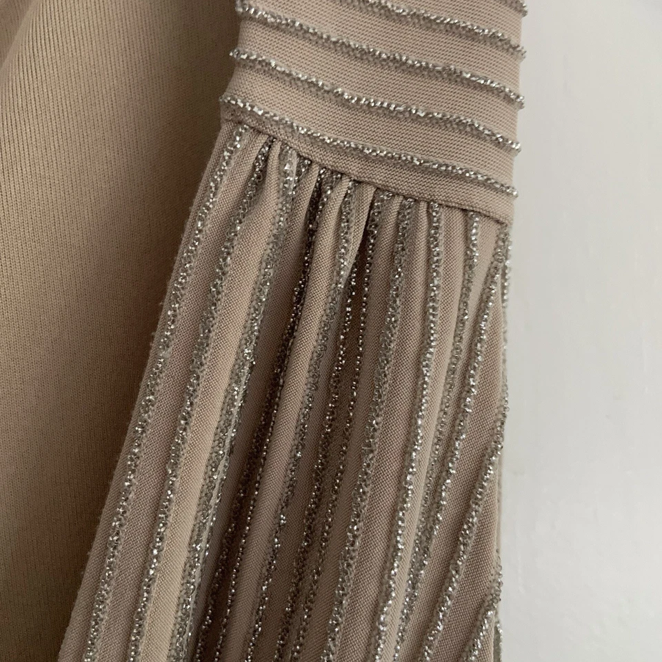 Guess Glitter texture stripe V-Neck nude Party Cocktail Party Dress sz Small S - Image 4 of 4