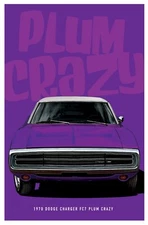 1970 Dodge Charger Muscle Car MOPAR Poster  "Plum Crazy" Purple Retro  "Pop Art"