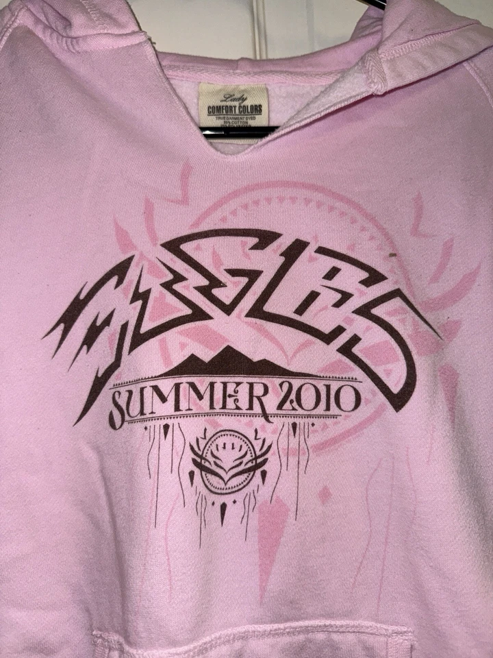 Винтажная толстовка с капюшоном Eagles Summer 2010 — розовый комфортный пуловер — размер M - Изображение 3 из 4