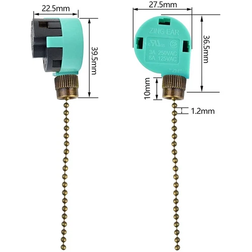 3 Pack Ceiling Fan Switch 3 Speed 4 Wire ZE-268S6 Fan Pull Chain Switch8457 - Picture 6 of 6