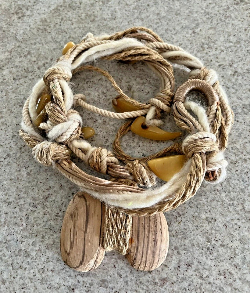 Винтажный узловатый и плетеный украшенный веревочный регулируемый ремень - Изображение 3 из 4