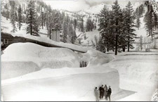 RPPC Two Couples take Smoke Break in Heavy Snowfall - Photo Postcard