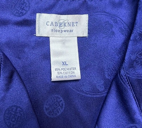 Cabernet Sleepwear Satin button Top Womens Size XL Sleep Shirt Blue Long Sleeves - Picture 6 of 8