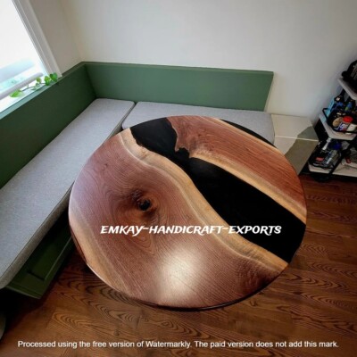 Black Epoxy Dining Center Table Top, River Living Room Furniture Home Patio Deco
