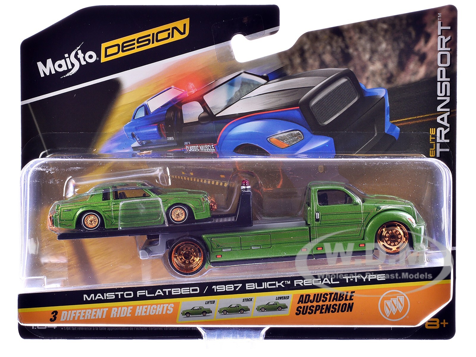 MAISTO FLATBED & 1987 BUICK REGAL T-TYPE GREEN 