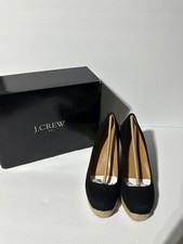 J Crew Seville Canvas Black Wedge New Size 5