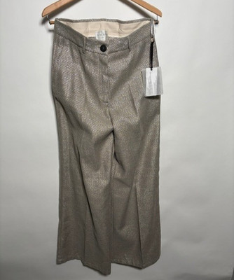 NWT Forte Forte Wide-Leg Pants   Cool Silver Metallic SZ M