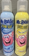 Mr Bubble Foam Play Bath Time Spray Soap Bubbleberry Blue Banana Yellow