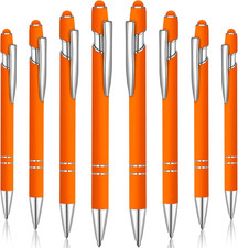 8 Pieces Ballpoint Pen with Stylus Tip Black Ink Metal Pen Stylus for Touch Scr