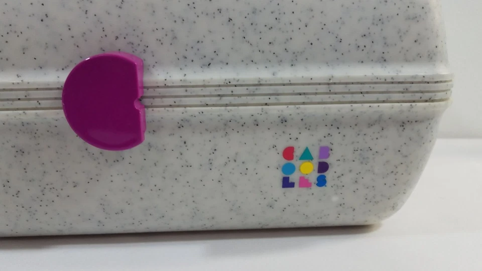 Caboodles Tiered Makeup Organizer With Mirror Magenta Stone Gray Vintage - Image 4 of 4