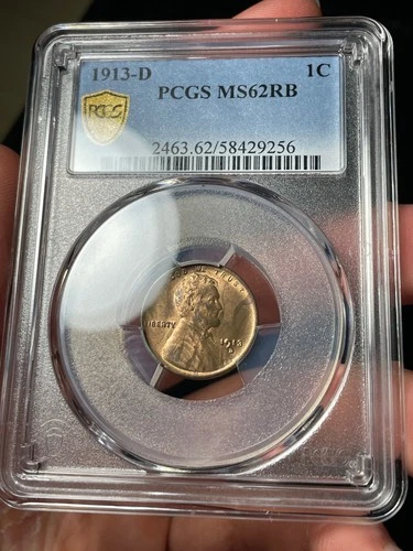 1913-D PCGS MS62 RB Lincoln Wheat Cent Better Date