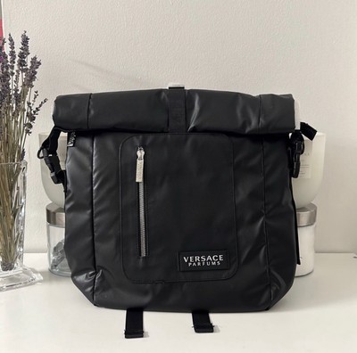 NWT Versace Parfums Convertible Black Medium Backpack
