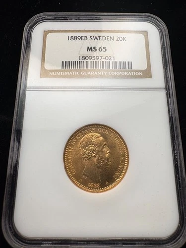 1889 EB Sweden 20K NGC Certified MS 65 Gold