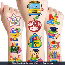96PCS Back to School Pre-Cut Temporary Tattoos for Kids Party Favors Waterproo
