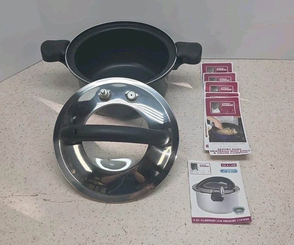 Gordon Ramsay Flavor-pro 6 qt. Nonstick Low Pressure Stove Top Cooker Glass Lid