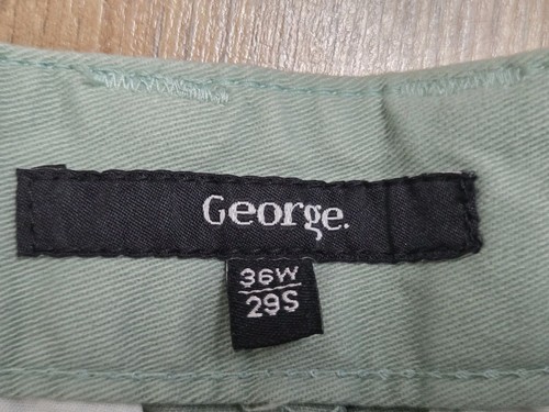 GEORGE MENS PURE COTTON PALE GREEN BUTTON FLY CHINOS TROUSERS W36 L29 Used - Picture 9 of 15