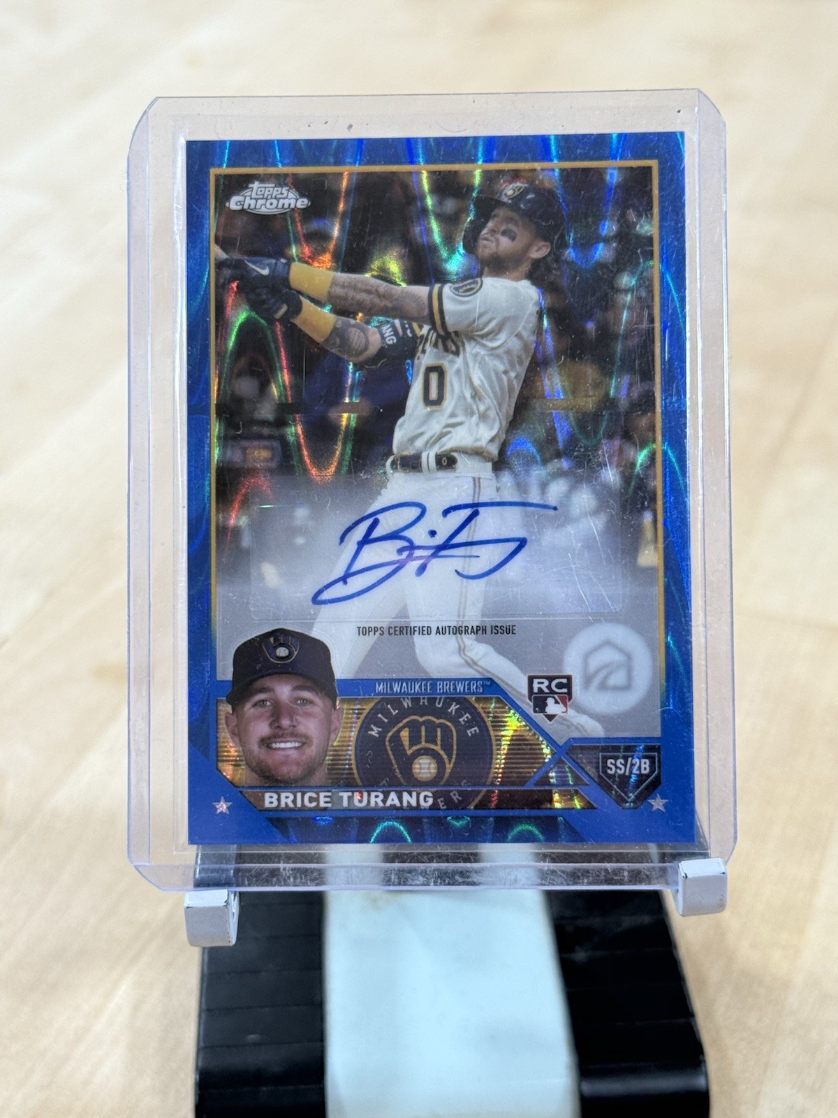 2023 Topps Chrome Update Brice Turang Auto Blue Raywave Refractor /150 #AC-BTU
