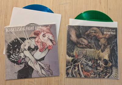 Black Tusk Split 7'' Vinyl Record Lot - Deat Yet? (Green) & Fight Amp (Blue)