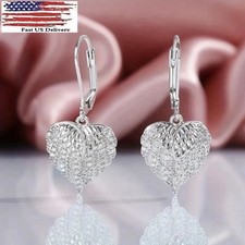 Gorgeous Silver Plated Drop Earrings Women White Sapphire Jewelry Set A35