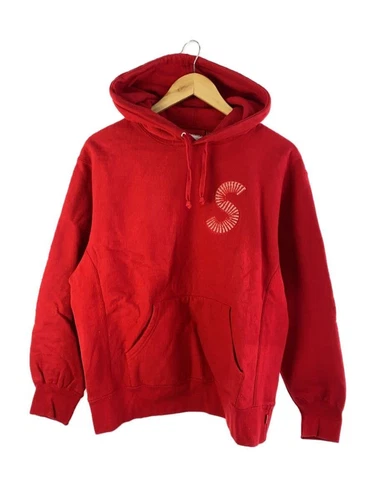 Felpa Supreme con cappuccio 20FW S logo cotone rosso tinta unita usata