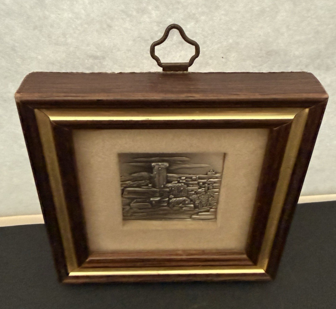 VTG 925 Silver Miniature Framed 3D Embossed Art by Rizzo Orignal Stickers Italy