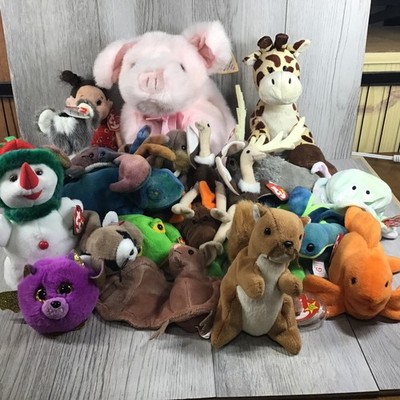 Lot of 21 TY Beanie Babies Various Animals Characters & Sea Life