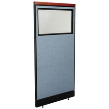 36-1/4"W x 77-1/2"H Deluxe Office Partition Panel with Partial Window Pass-Thru