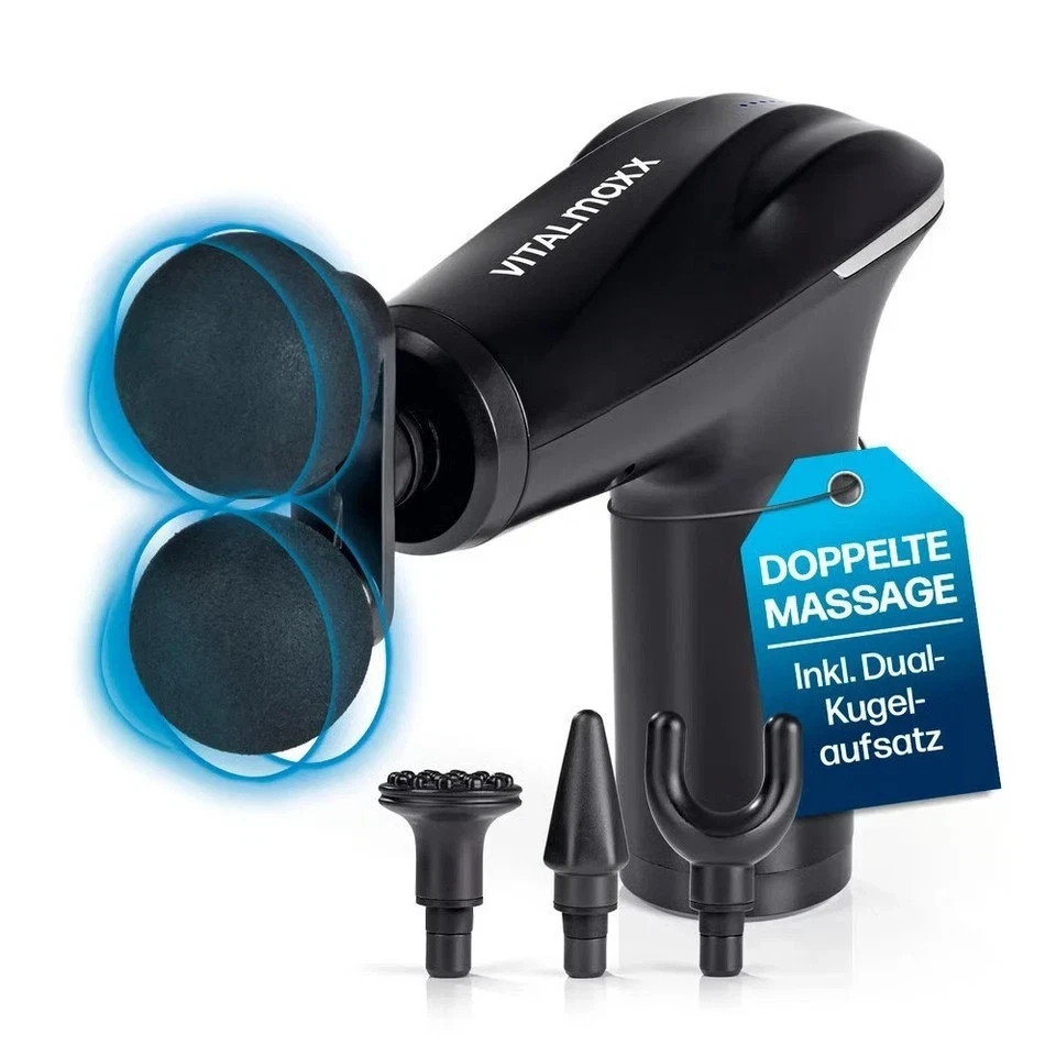 VITALmaxx Mini Massage Gun Massagegerät kompakt Dual Aufsatz