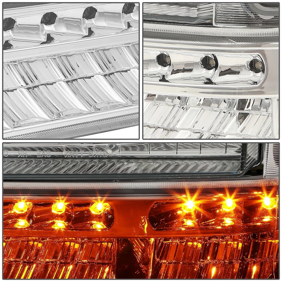 PARA FORD SUPER DUTY 1999-2004 PAR FAROS CROMADOS/ÁMBAR + LUCES INTERMITENTES LED Foto 2 de 4