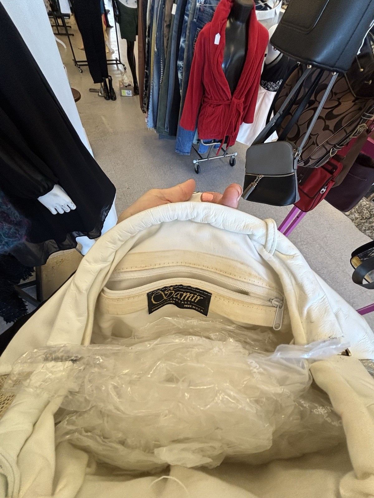 Samir Patchwork Crescent Shoulder Bag White Gold … - image 5