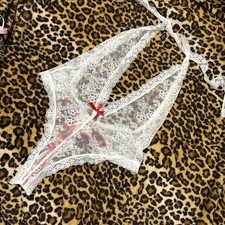 White and Red Lace Lingerie Heart Teddy