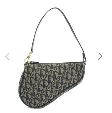 Authentic CD Christian Dior saddle trotter bag beige black Dior print women’s