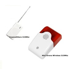 Mini Sirena Wireless da interno con Trasmettitore 315 Mhz