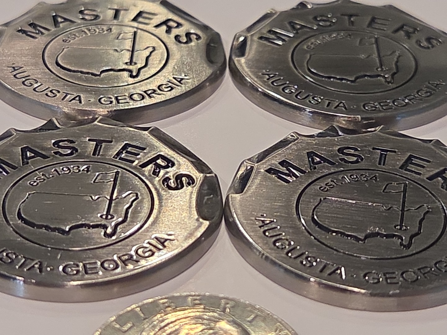 MASTERS ENGRAVED Silver Ball Markers 1 3/8 inch Jumbo Size ZINC/ALLOY 4Some Deal