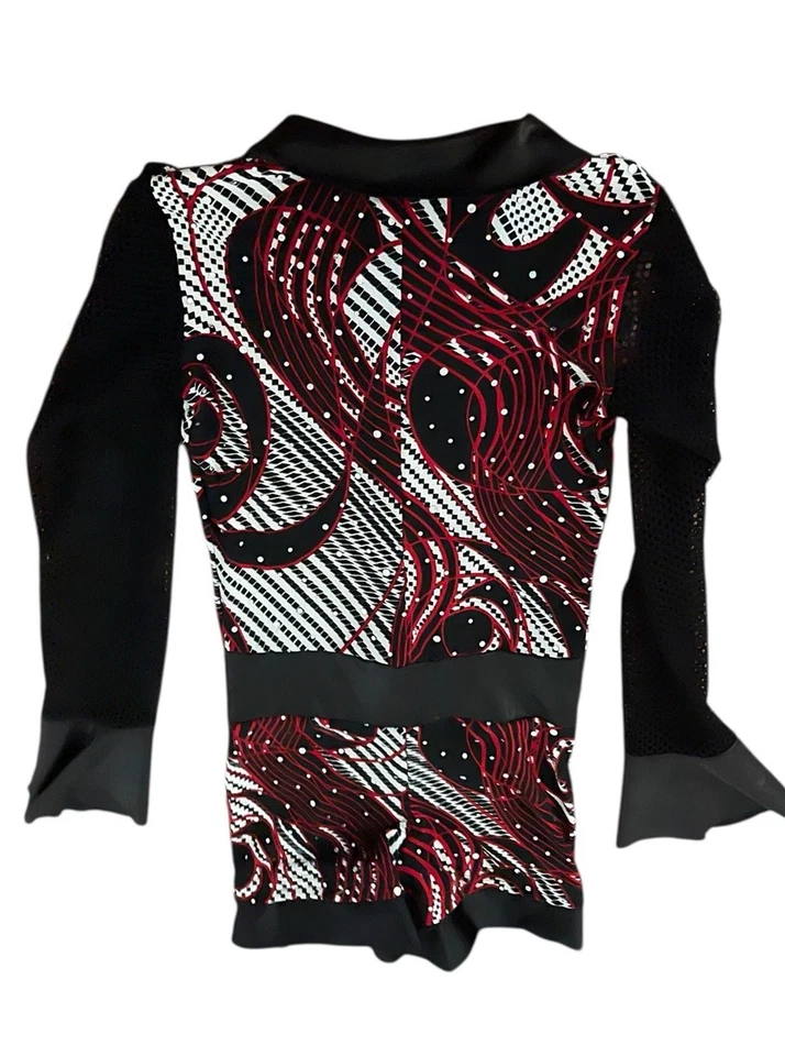 Leo’s Dancewear Vintage Negro Rojo Blanco Manga Larga Disfraz de Baile MC Mediano Foto 2 de 4