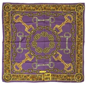 GUCCI écharpe étole accessoire logo soie imprimé intégral violet multicolore