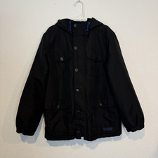 Gap Kids Fleece Lined Zip Up Snap Light Jacket Pockets Hood Boys Size M 8-10