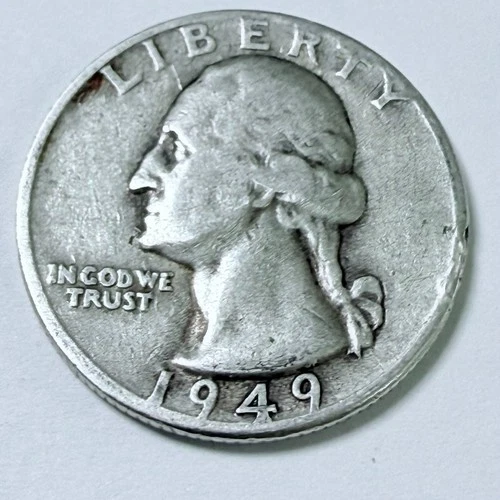 New Listing1949 D Washington Quarter 90% Silver Circulated Coin Free Shipping #7676