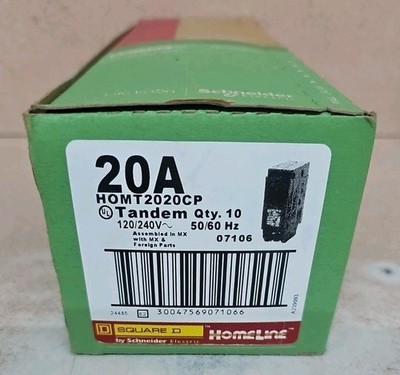 1) New Square D HOMT2020 1-Pole Tandem 20-Amp 120/240V Plug-In Circuit Breaker